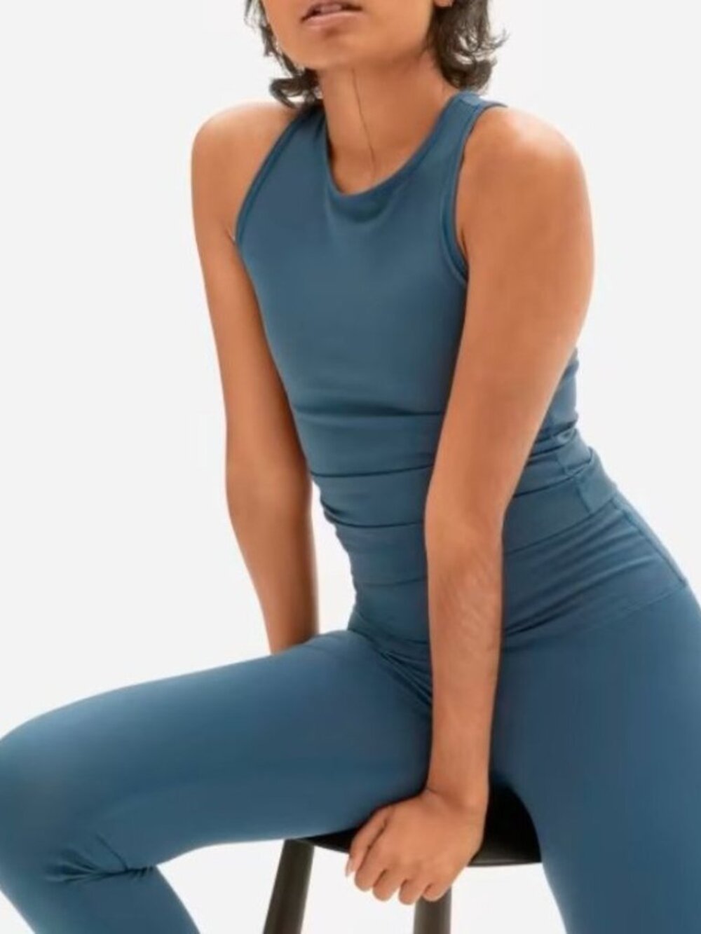 Everlane Perform Tank and Legging Set Deep Aegean Blue XS High Rise Athleisure